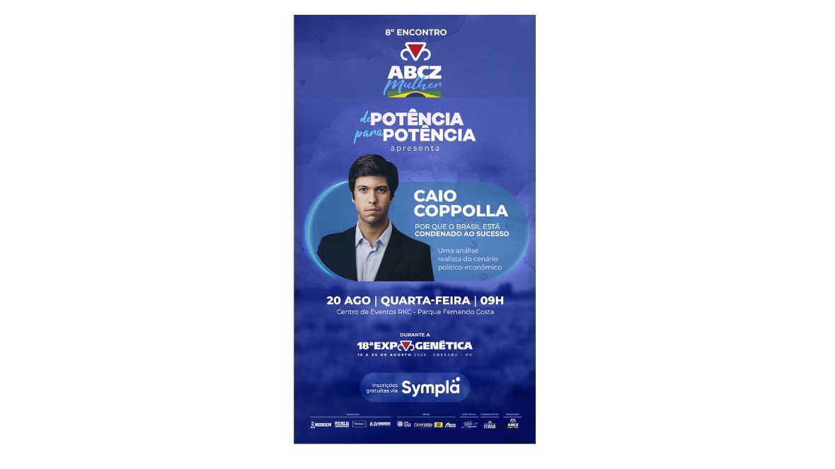ExpoGenética 2025: 8º Encontro ABCZ Mulher terá palestra gratuita de Caio Coppolla