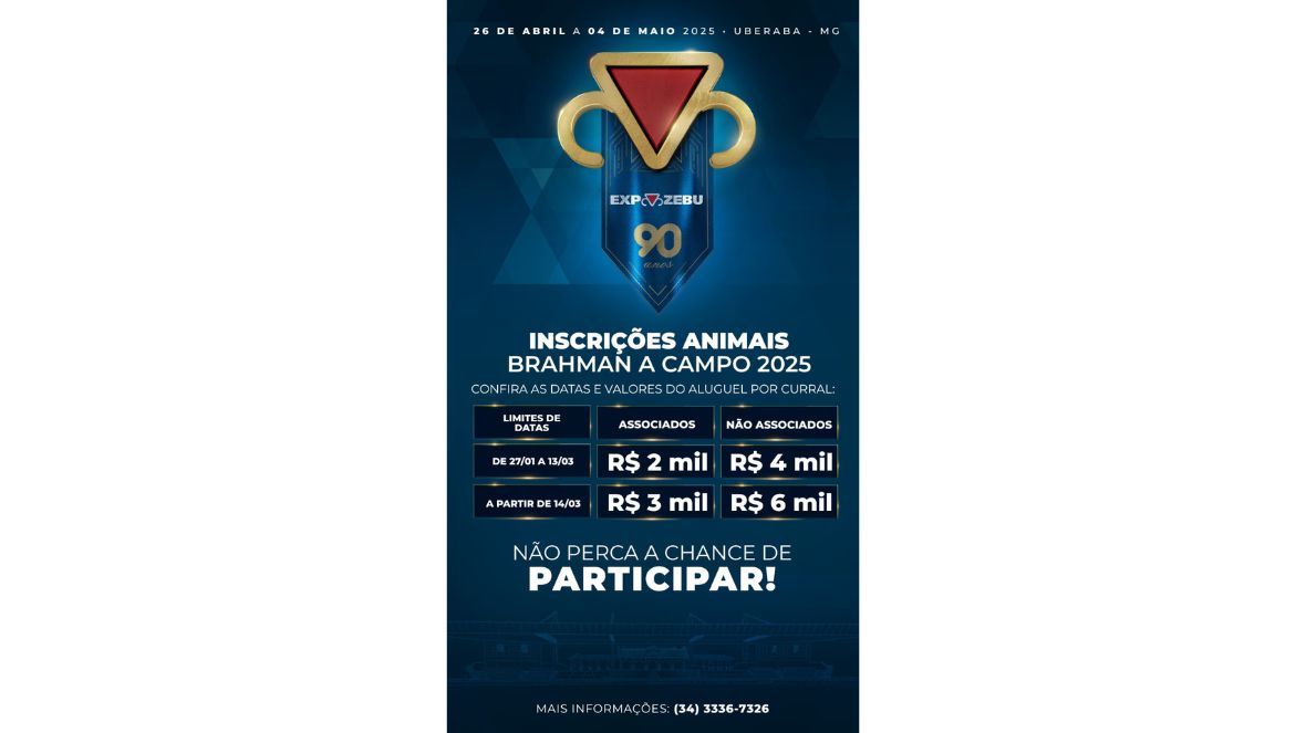 90ª ExpoZebu: confira as datas e valores das inscrições para o julgamento Brahman a Campo