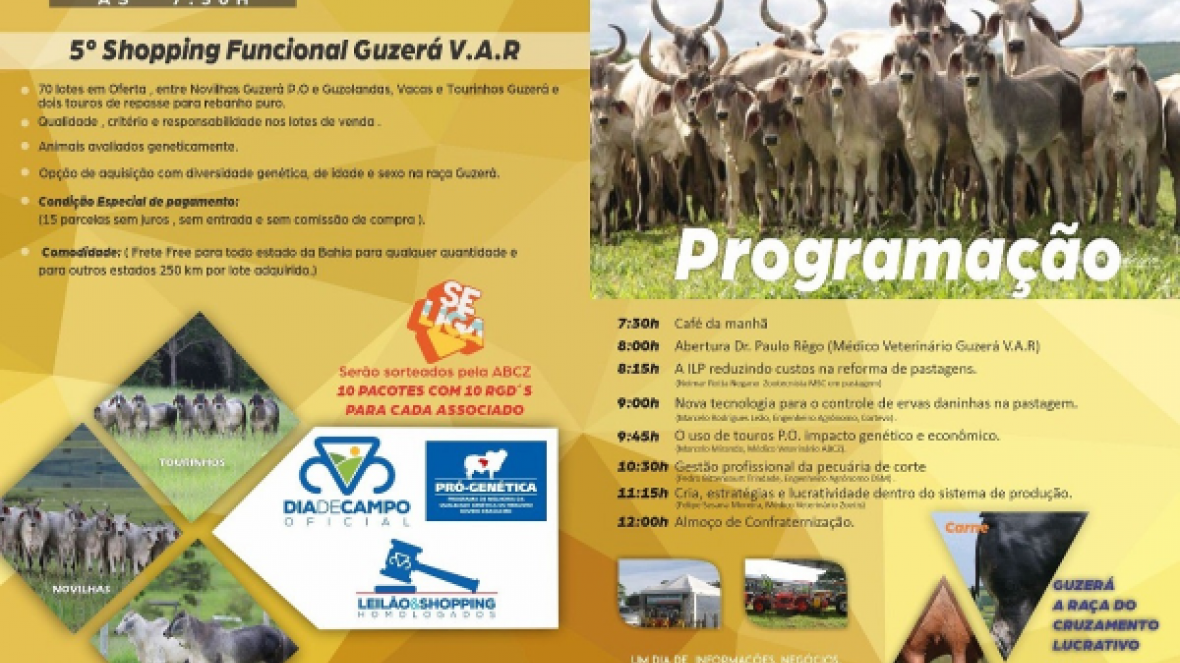?Guzerá V.A.R? promove Dia de Campo e Shopping Funcional no próximo dia 3
